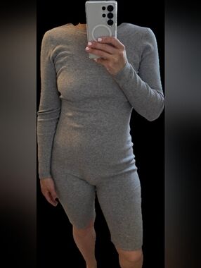 Knowstyle Ribbed Knit Romper | Taupe/Beige | Long Sleeve Fitted One Piece
